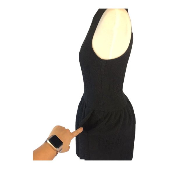 Zara Woman Drop Waist Dress Womens Size XS Black Floral Knit Sleeveless - Picture 5 of 12